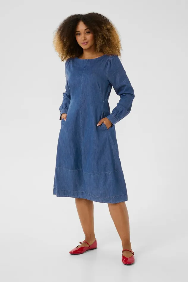 Denim Styles Women CULTURE CUarpa Denim Dress Dark Blue Wash