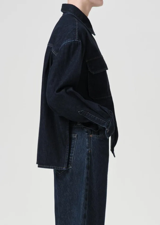 Denim Women Agolde Gwen Slice Shirt In Rinse