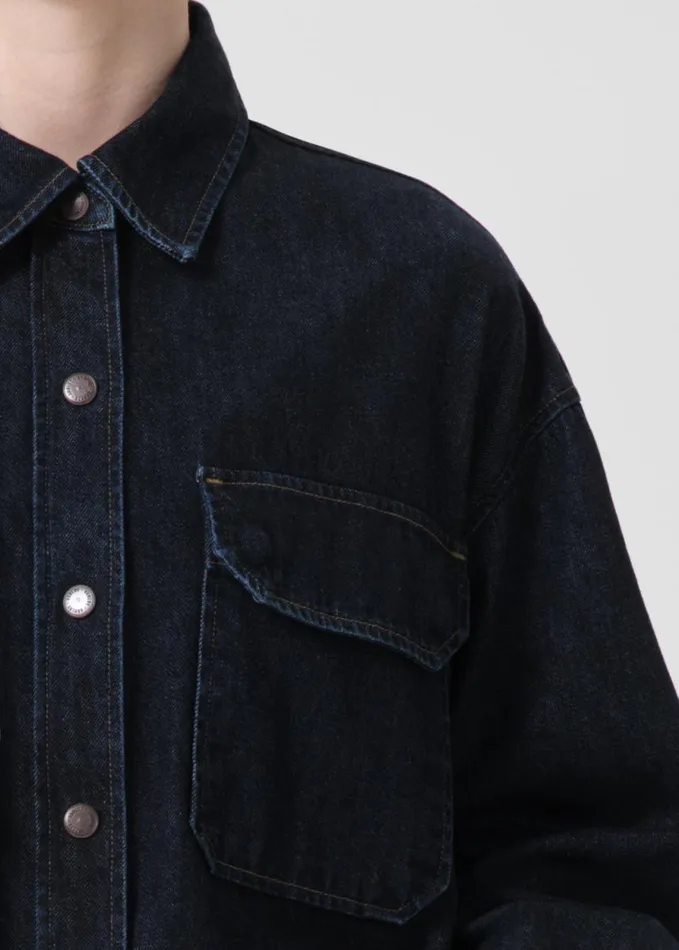 Denim Women Agolde Gwen Slice Shirt In Rinse