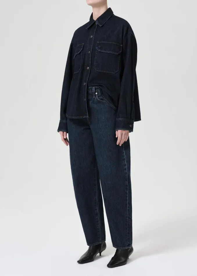 Denim Women Agolde Gwen Slice Shirt In Rinse