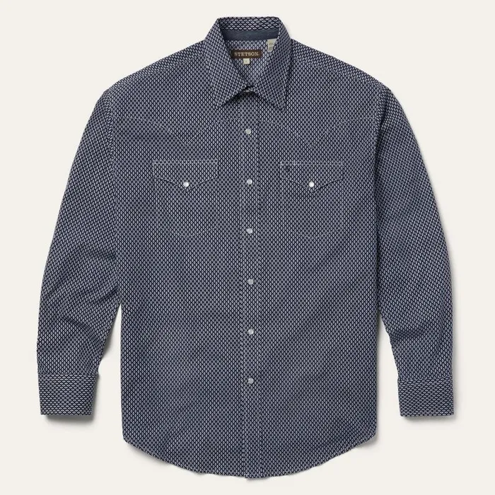 Diamond Geo Western Shirt Blue Men Stetson Western Shirts