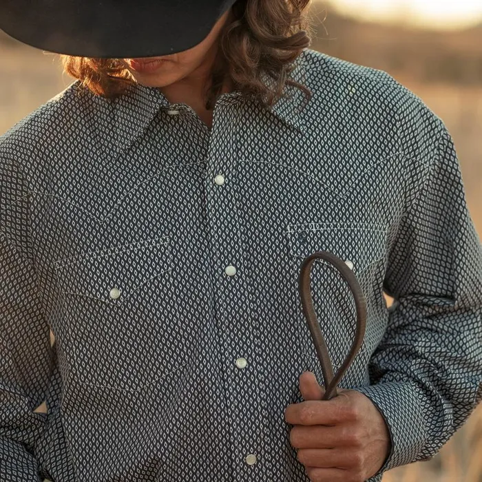 Diamond Geo Western Shirt Blue Men Stetson Western Shirts
