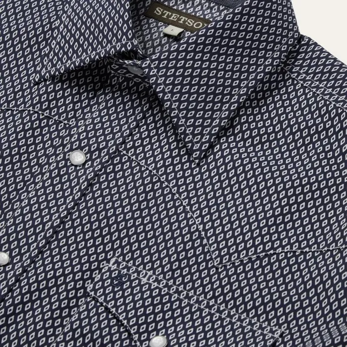 Diamond Geo Western Shirt Blue Men Stetson Western Shirts
