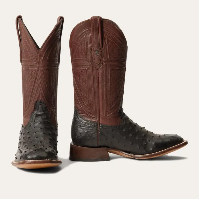 Dillon Ostrich Boots Black Men Stetson Western