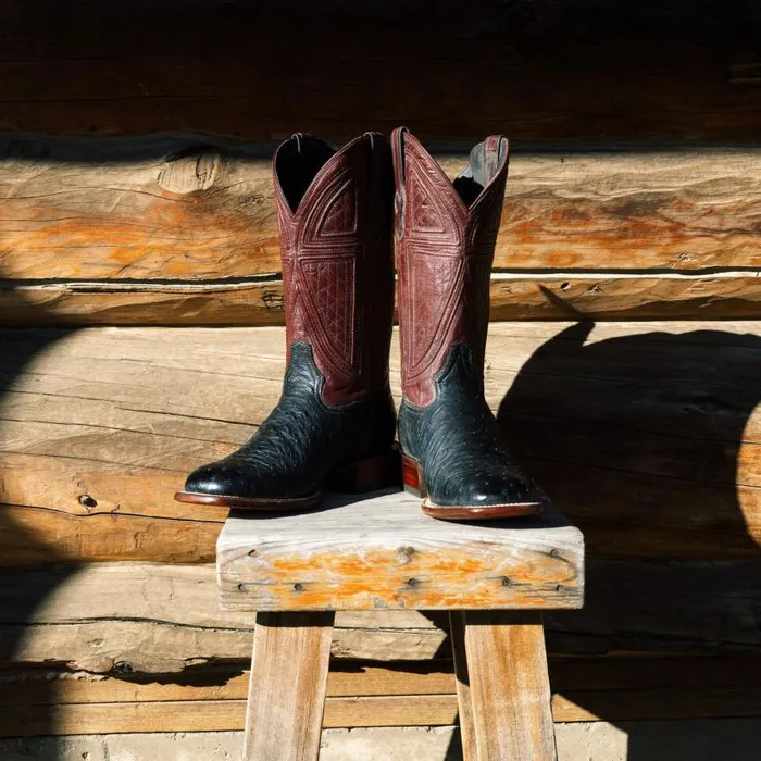 Dillon Ostrich Boots Black Men Stetson Western