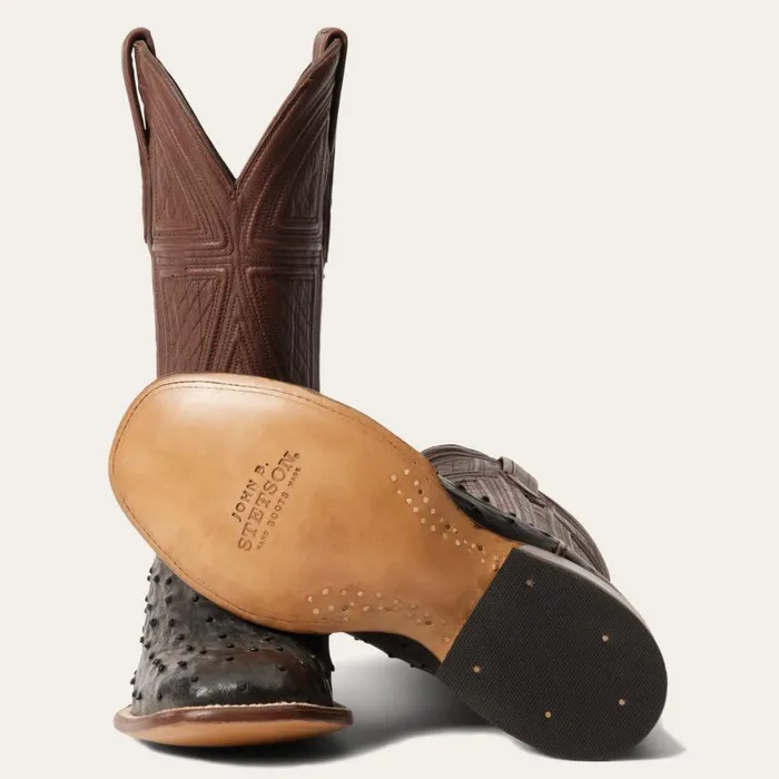 Dillon Ostrich Boots Black Men Stetson Western