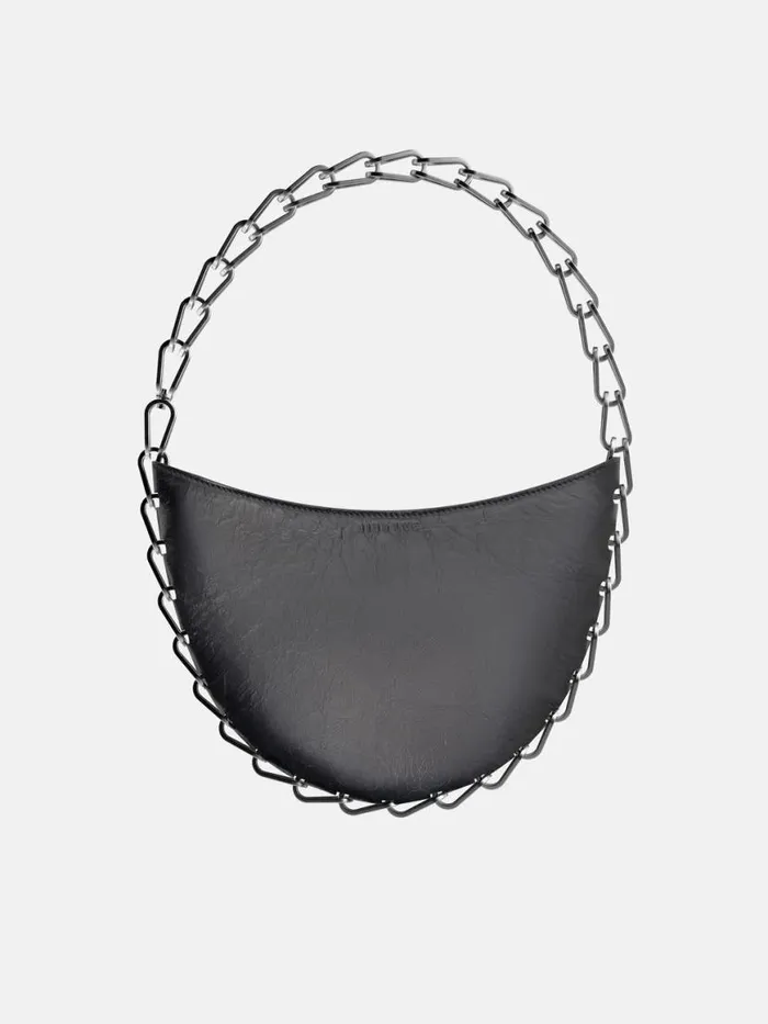 Dion Lee Bags CIRCLE CHAIN BAG Black Crackle 8211 Accessories