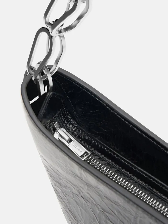 Dion Lee Bags CIRCLE CHAIN BAG Black Crackle 8211 Accessories