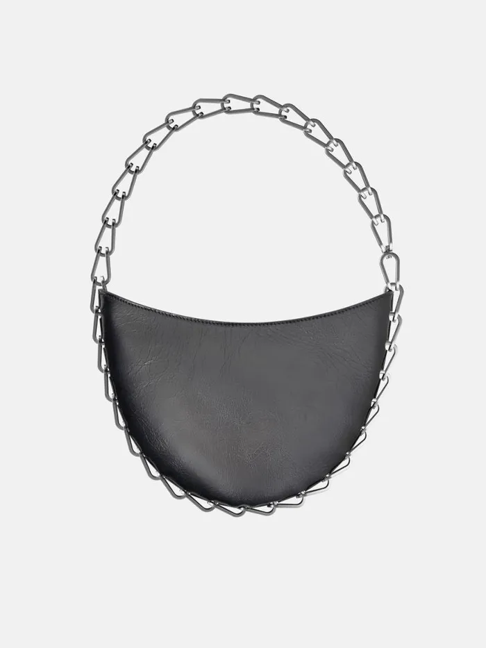 Dion Lee Bags CIRCLE CHAIN BAG Black Crackle 8211 Accessories