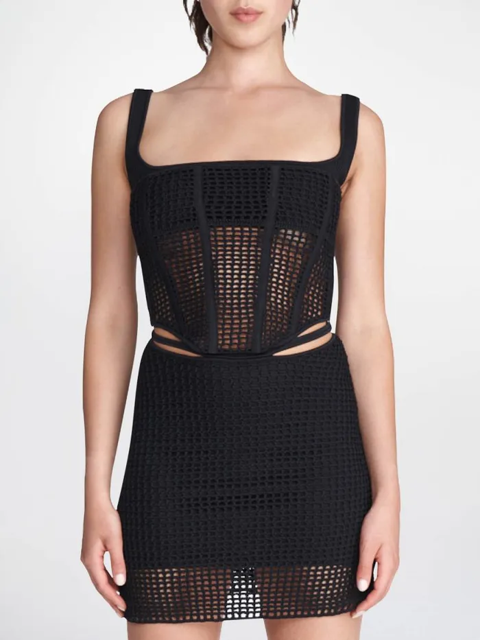 Dion Lee Dresses CROCHET SUSPEND CORSET MINI DRESS Black 8211 Shop