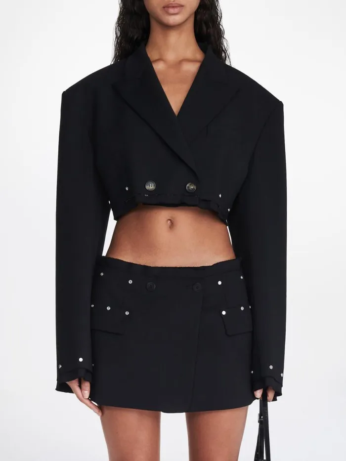 Dion Lee Outerwear OVERSIZED CROP JACKET Black 8211 Shop