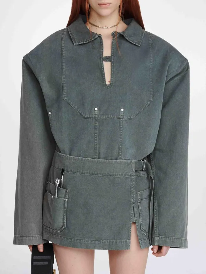 Dion Lee Skirts APRON WRAP SKIRT Washed Mercury 8211 Shop