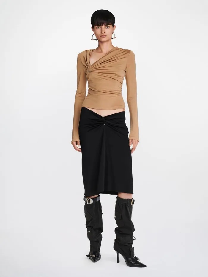Dion Lee Tops GATHERED BOLT LONG SLEEVE TOP Timber 8211 Shop