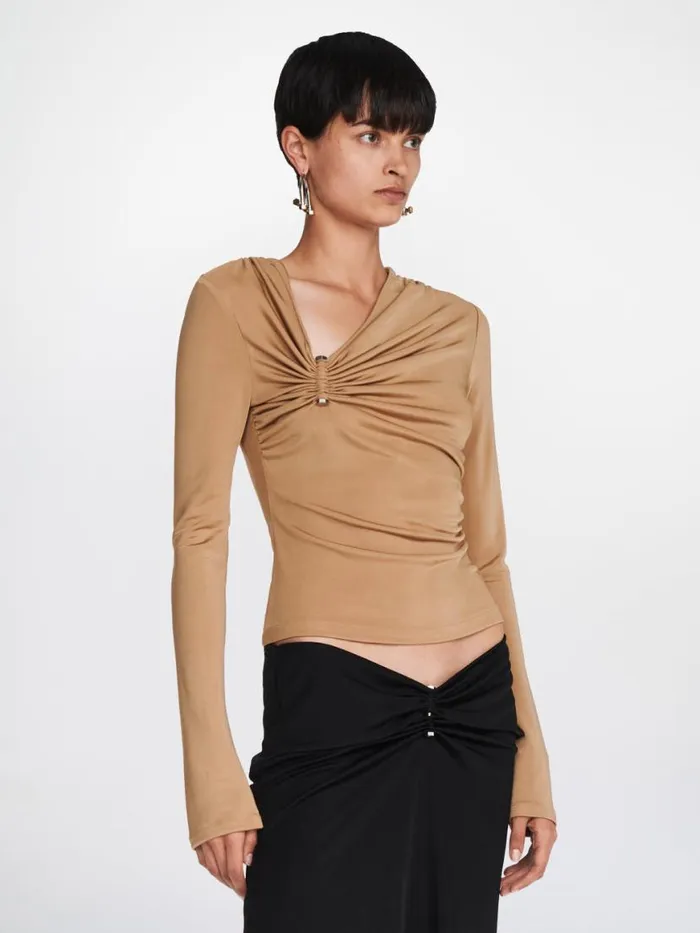 Dion Lee Tops GATHERED BOLT LONG SLEEVE TOP Timber 8211 Shop