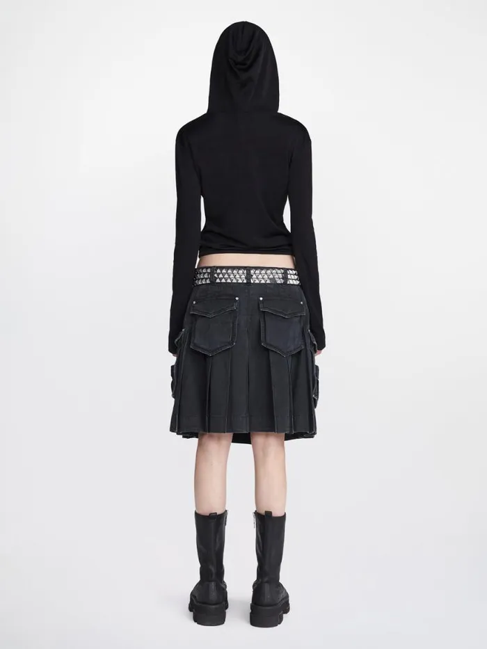 Dion Lee Tops LUSTROUS SHRUNKEN HOODIE Black 8211 UnisexShop