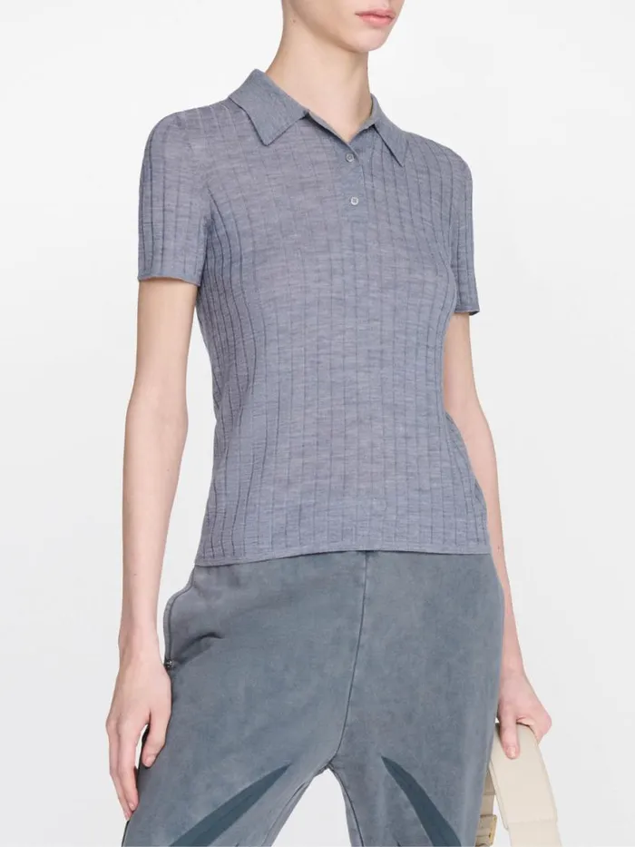 Dion Lee Tops MERINO POLO TOP Medium Grey Marle 8211 UnisexShop