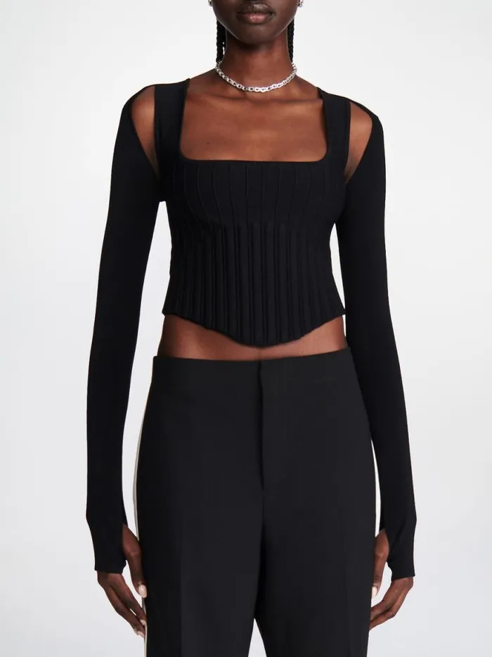Dion Lee Tops VENTRAL COMPACT CORSET W SLEEVE Black 8211 Shop