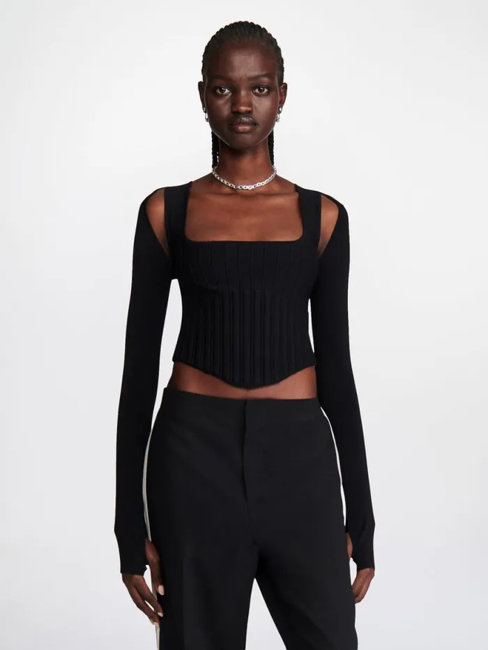 Dion Lee Tops VENTRAL COMPACT CORSET W SLEEVE Black 8211 Shop
