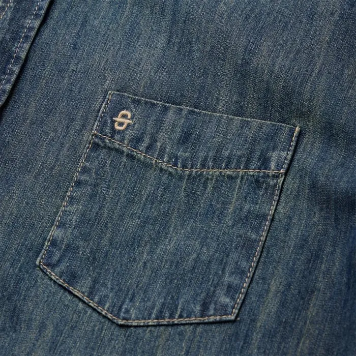 Dirty Denim Western Shirt Blue Men Stetson Modern Cut