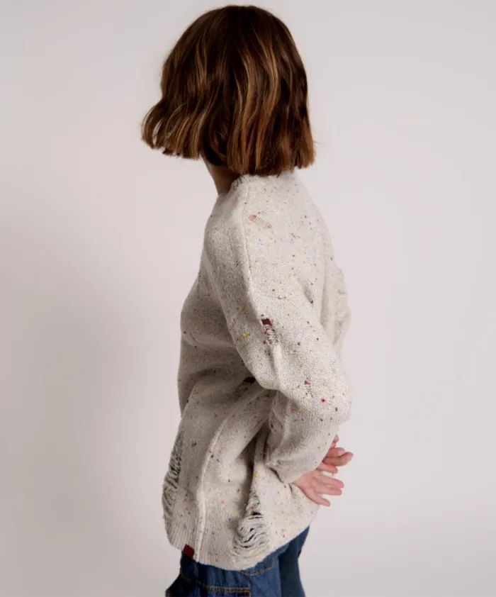 DISTRESSED FISHERMAN KNIT SWEATER WHITE Women One Teaspoon Knitwear DISTRESSED FISHERMAN KNIT SWEATER WHITE Women One Teaspoon Knitwear