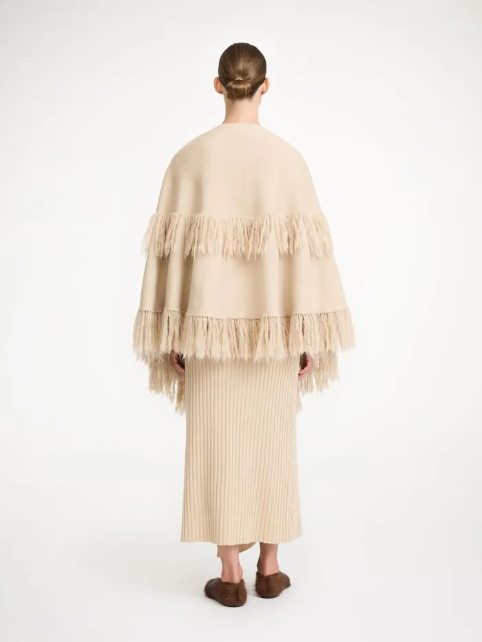Dixi Wool Poncho Old Beige Women By Malene Birger Coats and Jackets