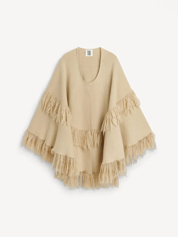 Dixi Wool Poncho Old Beige Women By Malene Birger Coats and Jackets