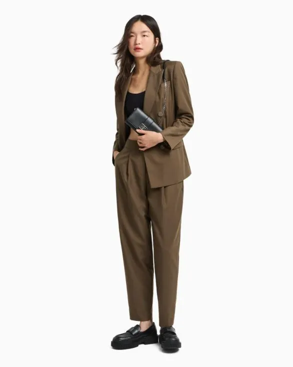 Doublebreasted Twill Jacket Brown Women Armani Matching Sets Doublebreasted Twill Jacket Brown Women Armani Matching Sets