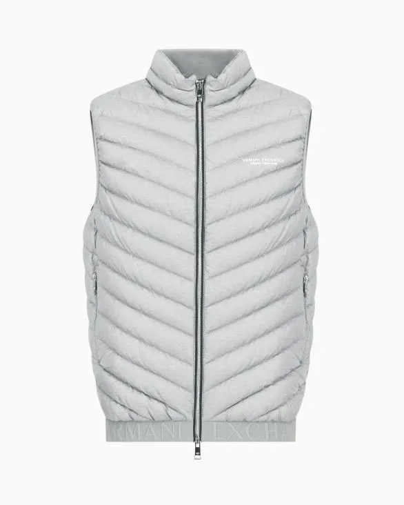 Doubleface Padded Sleeveless Down Jacket Grey Men Armani Outerwear