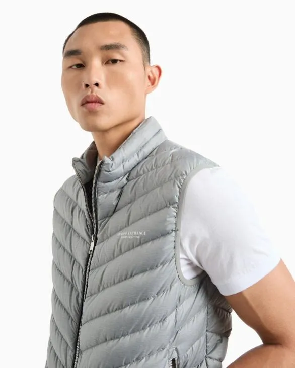 Doubleface Padded Sleeveless Down Jacket Grey Men Armani Outerwear Doubleface Padded Sleeveless Down Jacket Grey Men Armani Outerwear