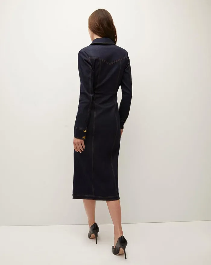 Dresses Shop Veronica Beard Arlington Denim Wrap Dress Dark Oxford