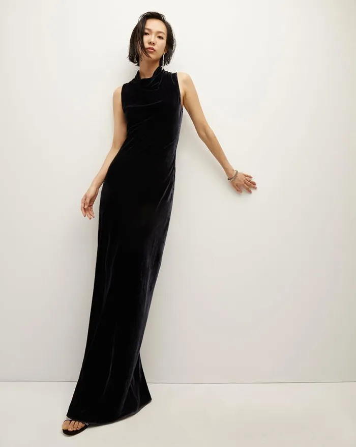 Dresses Shop Veronica Beard Kura Velvet Dress Navy