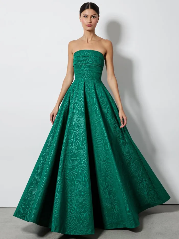 Dresses Women Alice Olivia BRIDGETTE STRAPLESS FLARED MAXI GOWN Forest Green