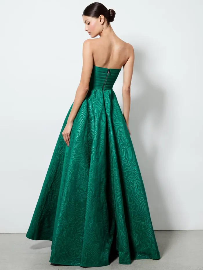 Dresses Women Alice Olivia BRIDGETTE STRAPLESS FLARED MAXI GOWN Forest Green