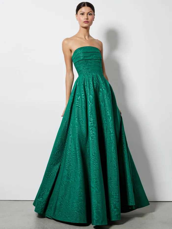 Dresses Women Alice Olivia BRIDGETTE STRAPLESS FLARED MAXI GOWN Forest Green