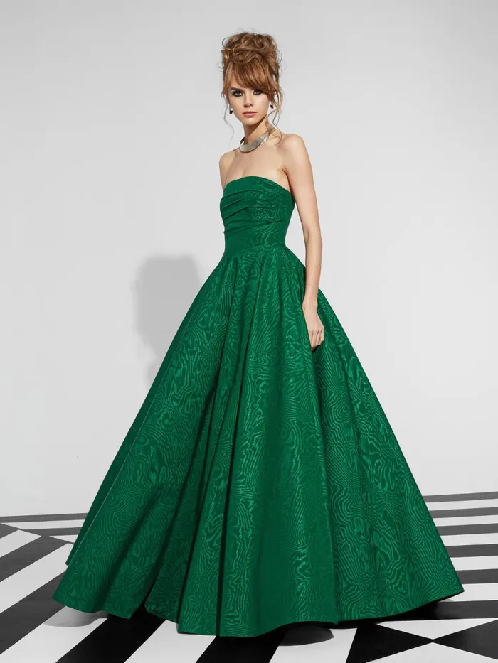 Dresses Women Alice Olivia BRIDGETTE STRAPLESS FLARED MAXI GOWN Forest Green
