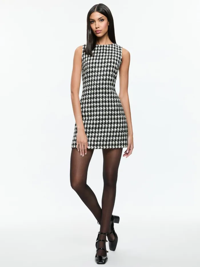 Dresses Women Alice Olivia CLYDE TWEED SHIFT DRESS Blackwhite
