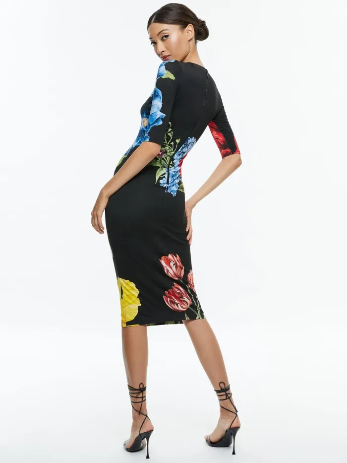 Dresses Women Alice Olivia DELORA CREW NECK MIDI DRESS Le Parisien Black