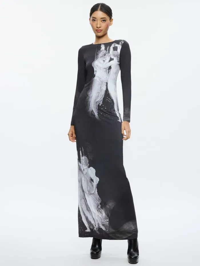 Dresses Women Alice Olivia DELORA LONG SLEEVE MAXI DRESS Renaissance Fresco
