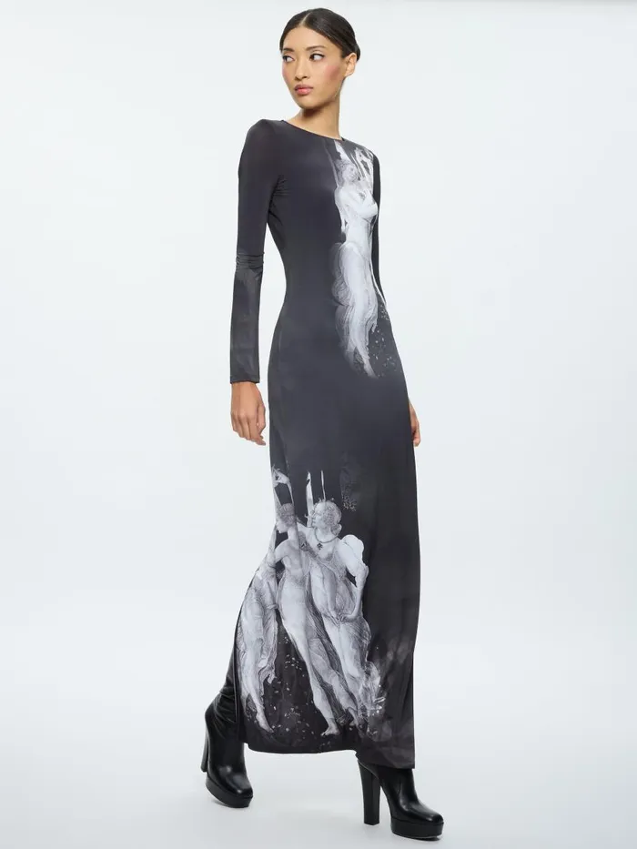 Dresses Women Alice Olivia DELORA LONG SLEEVE MAXI DRESS Renaissance Fresco