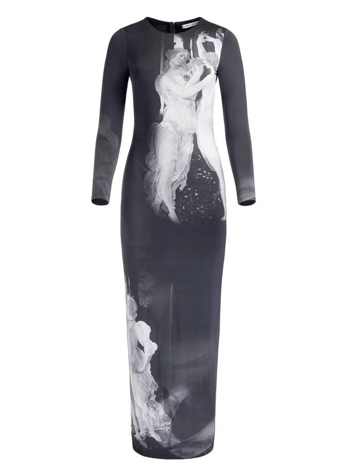 Dresses Women Alice Olivia DELORA LONG SLEEVE MAXI DRESS Renaissance Fresco