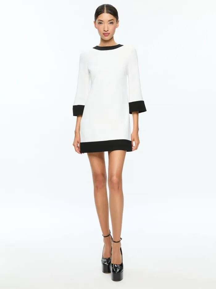 Dresses Women Alice Olivia ELEONORA FLARE SLEEVE MINI DRESS Off Whiteblack