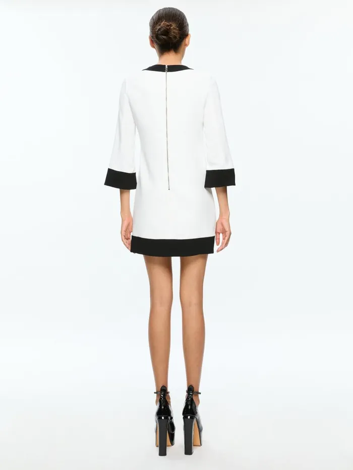 Dresses Women Alice Olivia ELEONORA FLARE SLEEVE MINI DRESS Off Whiteblack