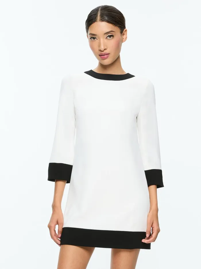 Dresses Women Alice Olivia ELEONORA FLARE SLEEVE MINI DRESS Off Whiteblack