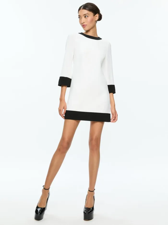 Dresses Women Alice Olivia ELEONORA FLARE SLEEVE MINI DRESS Off Whiteblack