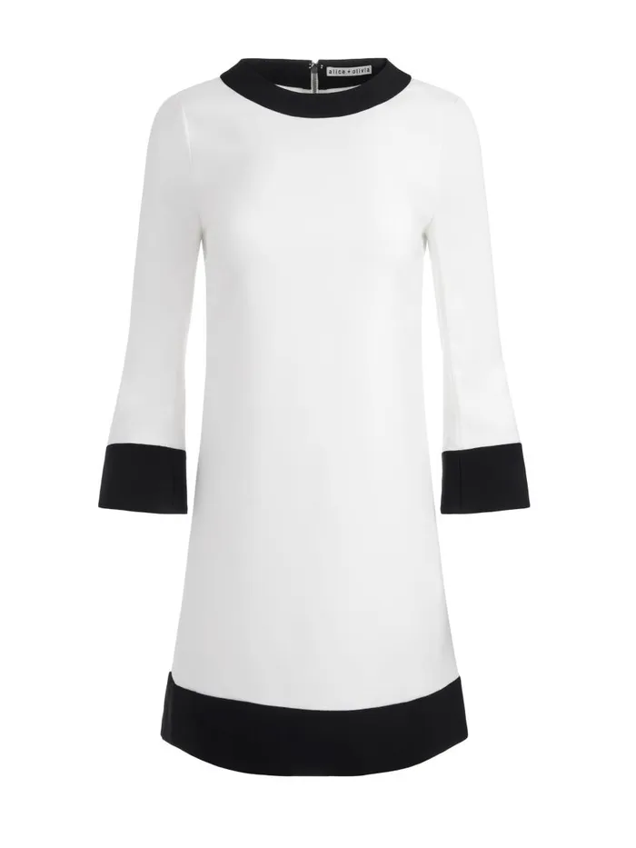 Dresses Women Alice Olivia ELEONORA FLARE SLEEVE MINI DRESS Off Whiteblack