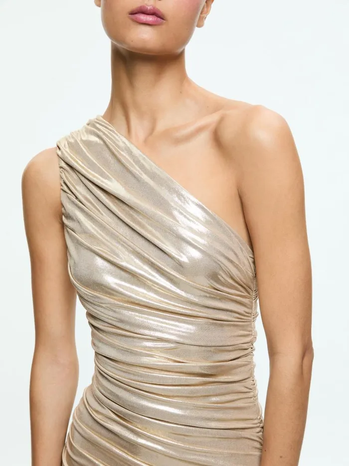 Dresses Women Alice Olivia JEANE DRAPED MINI DRESS Gold