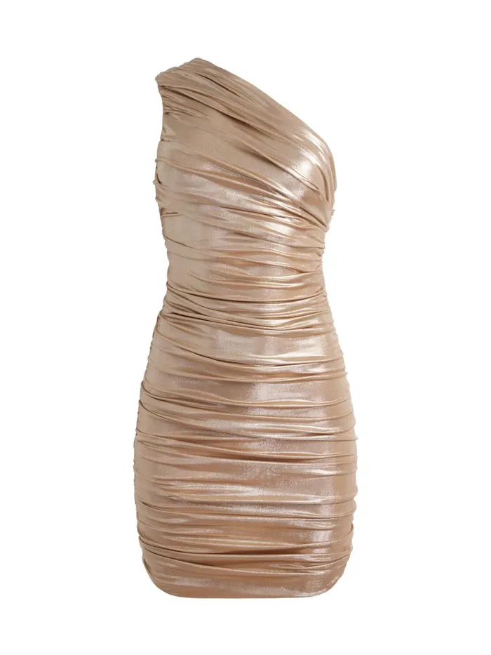 Dresses Women Alice Olivia JEANE DRAPED MINI DRESS Gold