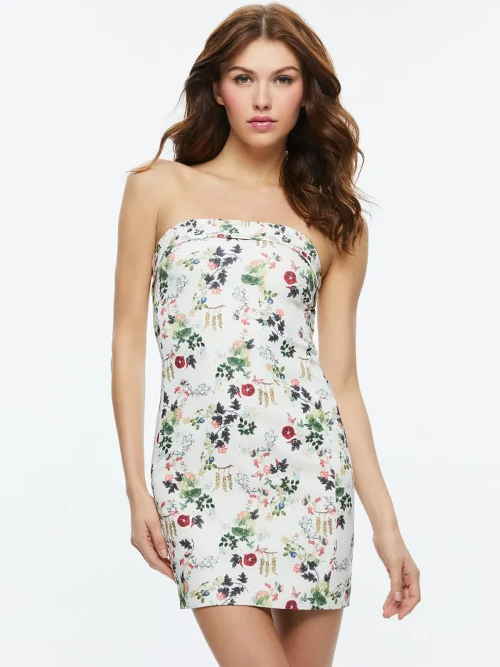 Dresses Women Alice Olivia KELLY SQUARE BUST MINI DRESS Blush Kiss Vanilla