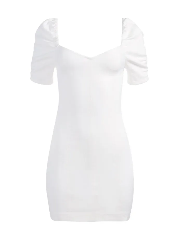 Dresses Women Alice Olivia MIMI PUFF SLEEVE DENIM MINI DRESS Vintage Sugar
