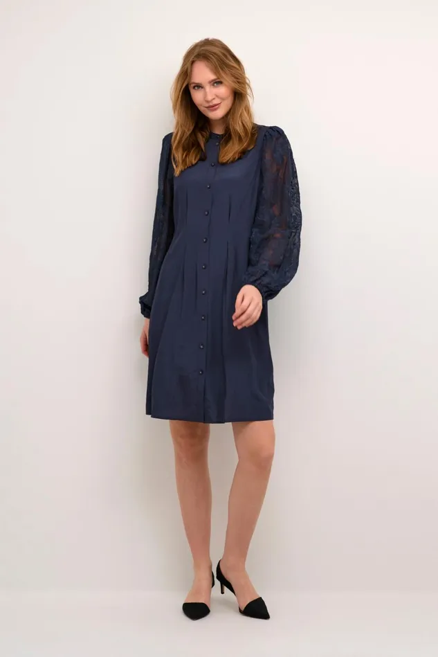 Dresses Women CULTURE CUasmine Dress With Lace Sleeves Dress Blues